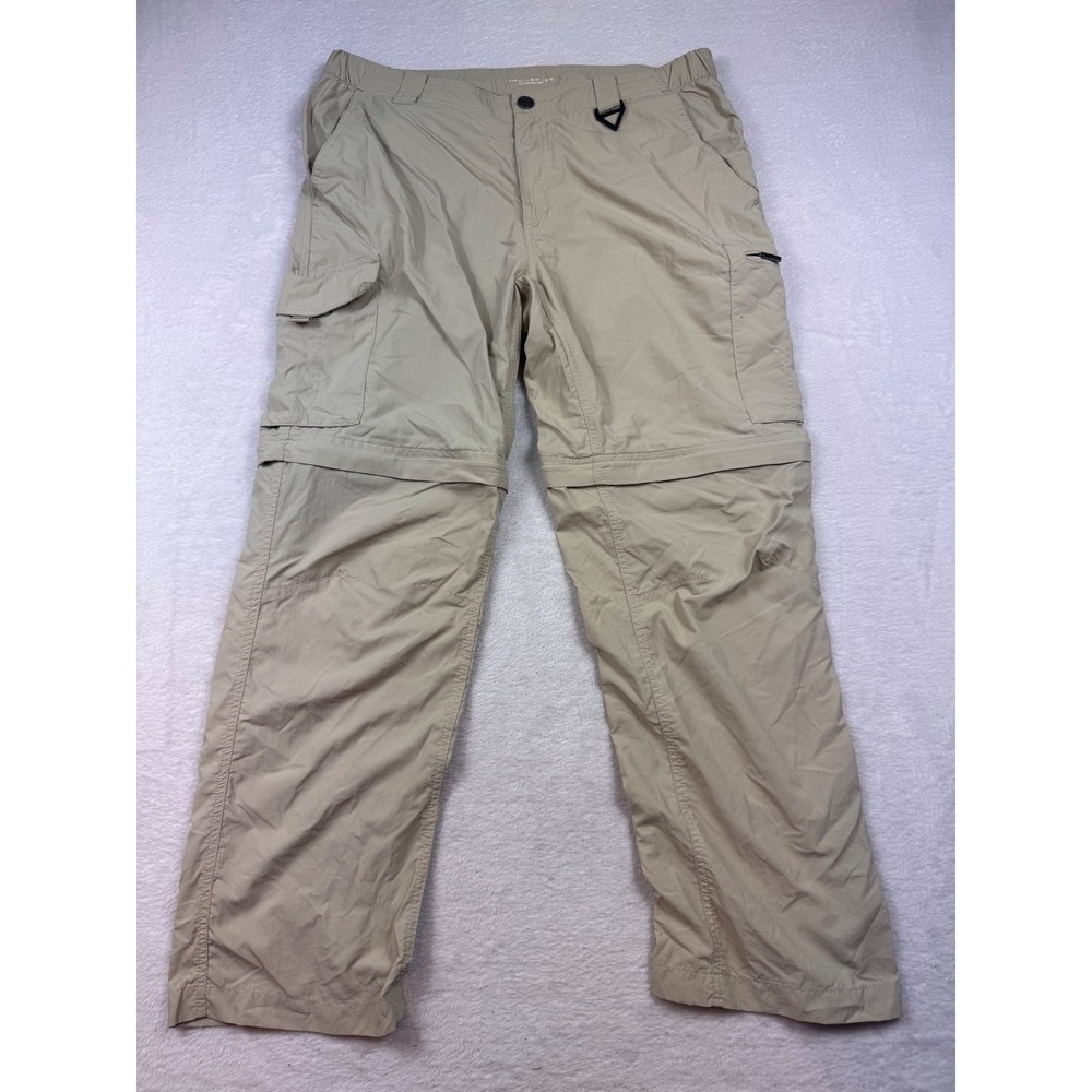 Columbia Omni-Shade Convertible Cargo Pants Mens 36x30 Tan Hiking Zip Off Shorts